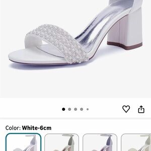 Elegant White Pearl-Embellished Block Heel Sandals